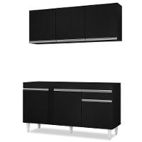 Armário Aéreo Argélia E Balcão Para Pia 150cm Dakota Preto - Lumil Móveis - 1