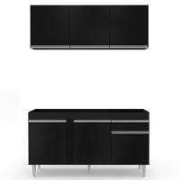 Armário Aéreo Argélia E Balcão Para Pia 150cm Dakota Preto - Lumil Móveis - 2