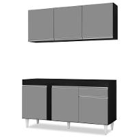 Armário Aéreo Argélia E Balcão Para Pia 150cm Dakota Preto/cinza - Lumil Móveis - 1