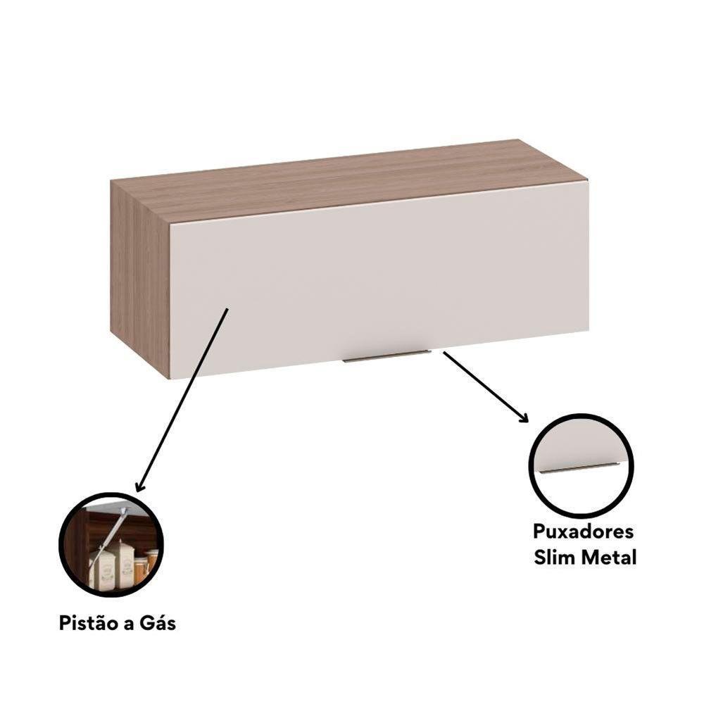 Armário Aéreo 80 Cm 1 Porta Basculante Etna Poliman Móveis Carvalho Oak E Off White - 6