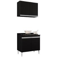 Armário Aéreo Califórnia E Balcão Para Cooktop Flórida Preto - Lumil Móveis - 1