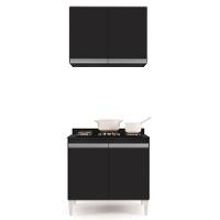 Armário Aéreo Califórnia E Balcão Para Cooktop Flórida Preto - Lumil Móveis - 2