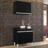 Armário Aéreo Califórnia E Balcão Para Cooktop Flórida Preto - Lumil Móveis - 6