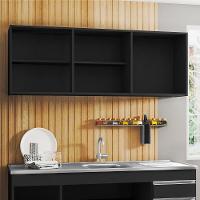 Kit 2 Armários Aéreos 150Cm 3 Portas Argélia Preto - Lumil