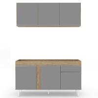 Armário Aéreo Argélia E Balcão Para Pia 150cm Dakota Castanho/cinza - Lumil - 2