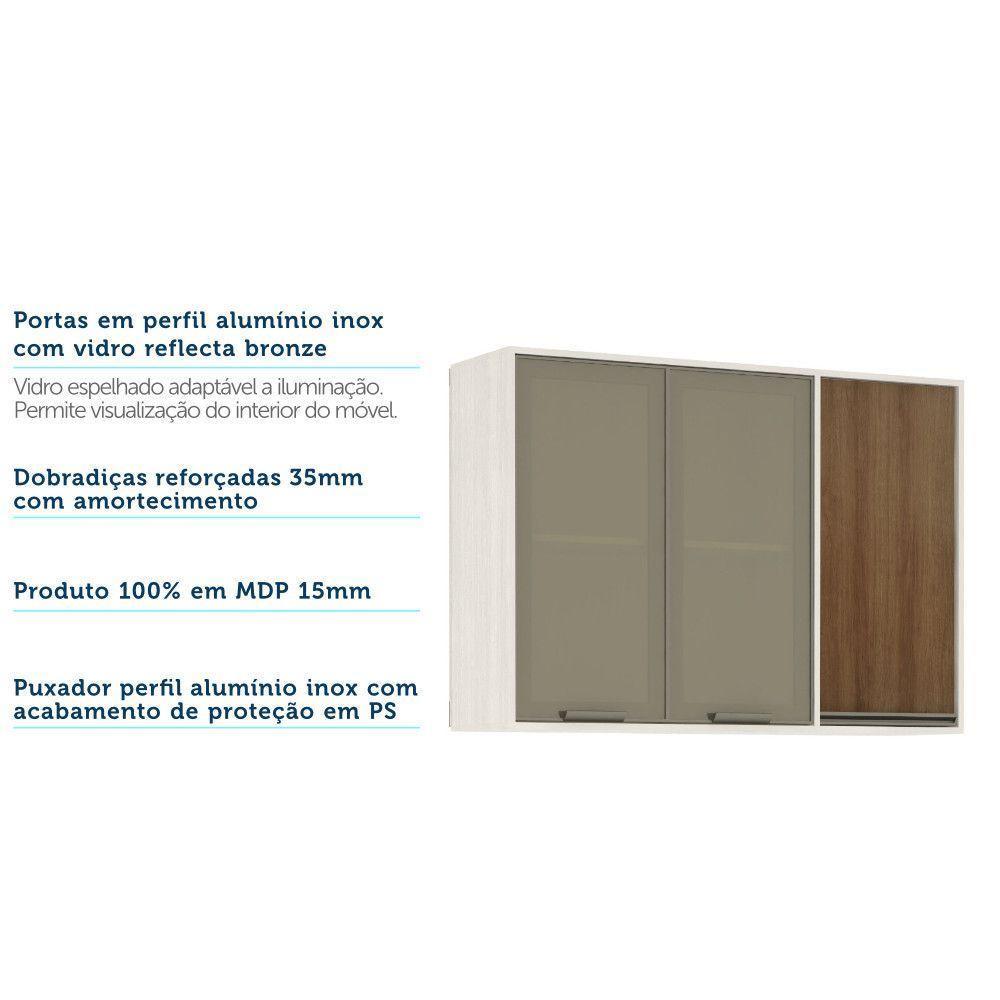Armário Aéreo De Cozinha 120 Cm 3 Portas Linea Luciane Pátina Ff-avelã Ff - 4