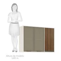Armário Aéreo De Cozinha 120 Cm 3 Portas Linea Luciane Pátina Ff-avelã Ff - 2