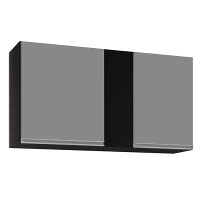 Armário Aéreo De Cozinha 100cm 2 Portas Indiana Preto/cinza - Lumil Móveis