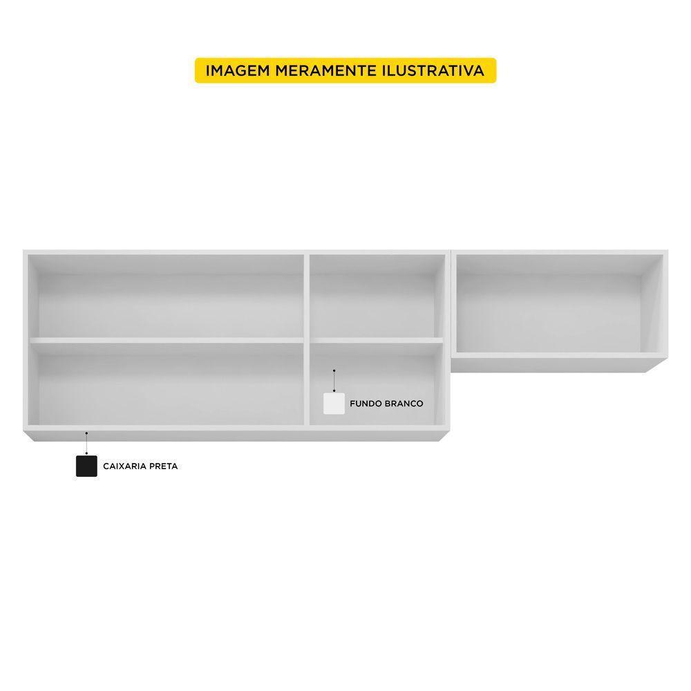 Conjunto De Armários Aéreo 120cm 100% Mdf Preto Tx Fosco - 3