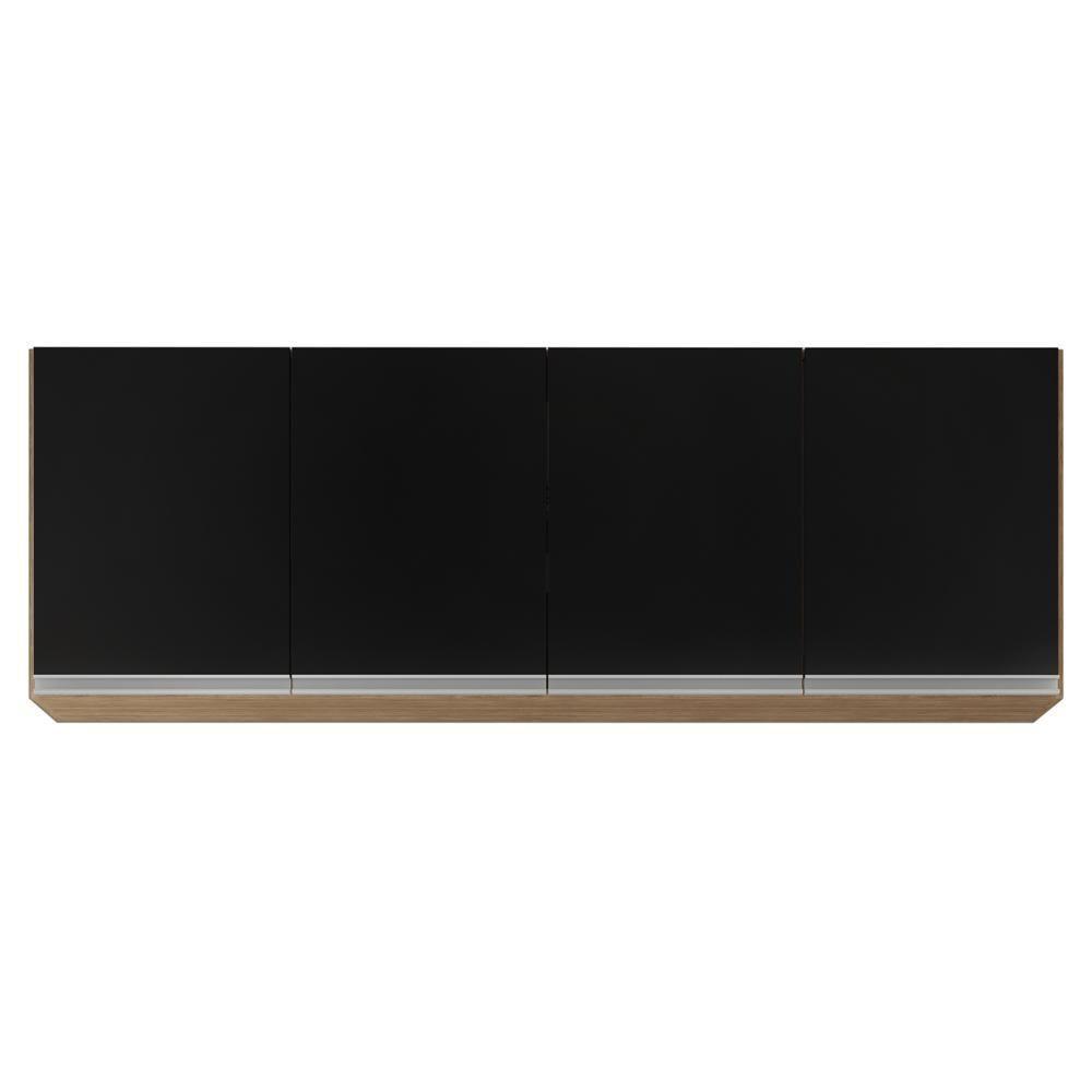 Armário Aéreo 160cm 4 Portas Nevada Castanho/preto - Lumil Móveis - 1