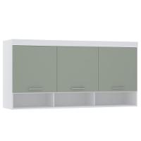 Armário Aéreo Maleiro Modulado 165cm 3 Portas Alpes Luciane Móveis Branco Pf Com Verde Pf - 1