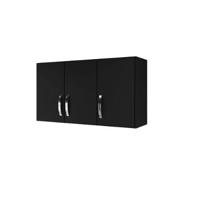 Armário Aéreo 3 Portas Life Arte Móveis Cor:Preto Fosco