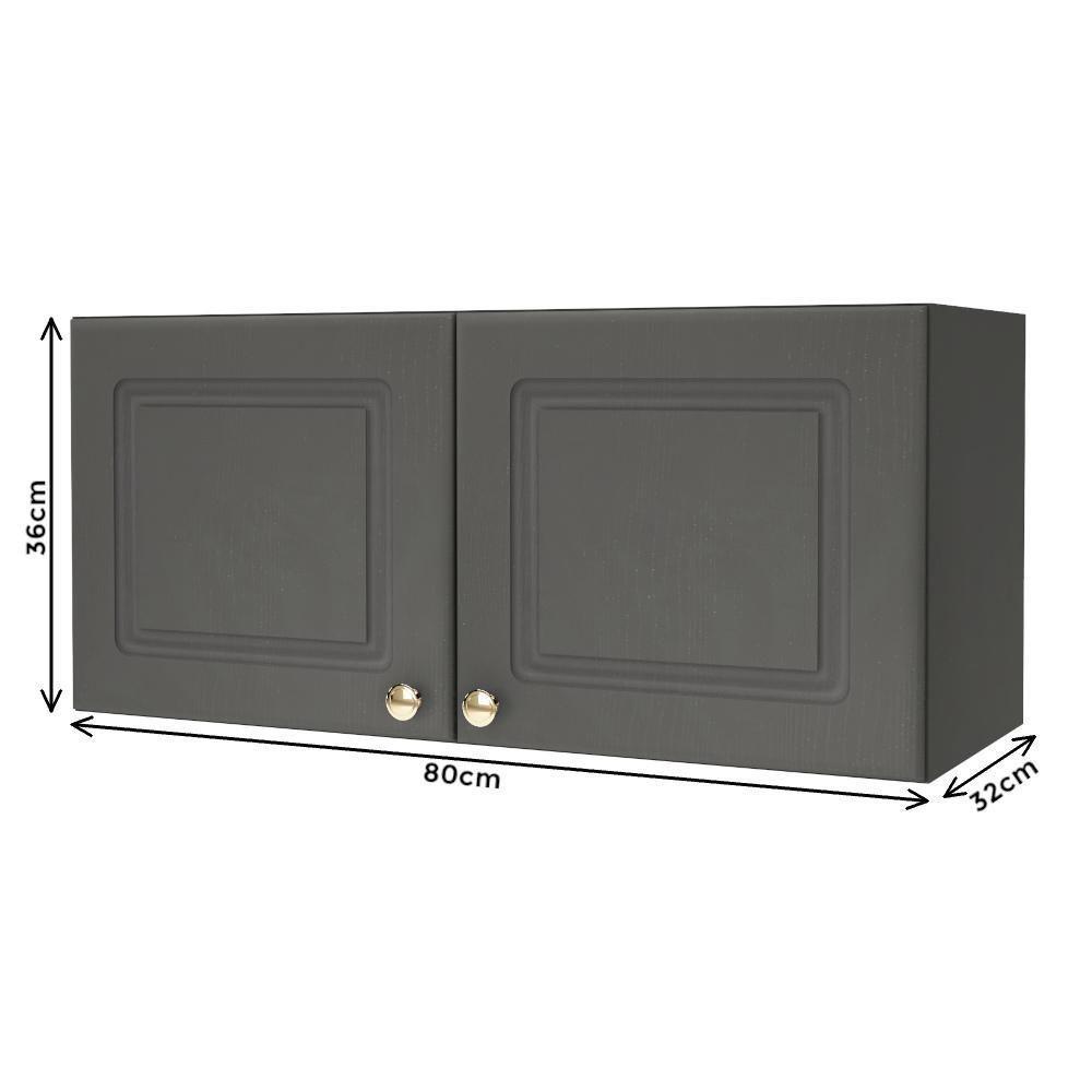 Armário Aéreo 80Cm 2 Portas Indekes Firenze - Chumbo - 3