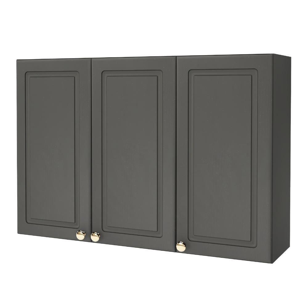 Armário Aéreo 120Cm 3 Portas Indekes Firenze Cinza - 1