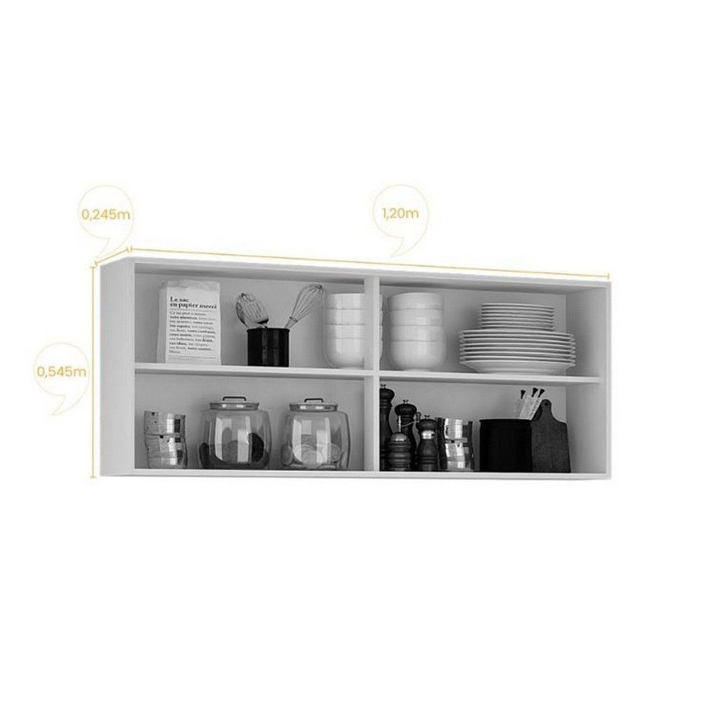 Armário Aéreo Duplo Valencia 2 Portas De Correr Vidro Reflecta Salleto Carvalho - 2