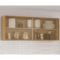 Armário Aéreo Duplo Valencia 2 Portas De Correr Vidro Reflecta Salleto Carvalho - 4