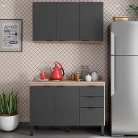 Armario Aereo E Balcao Com Tampo 120Cm Avena Grafito - 1