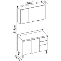 Armario Aereo E Balcao Com Tampo 120Cm Avena Grafito - 2