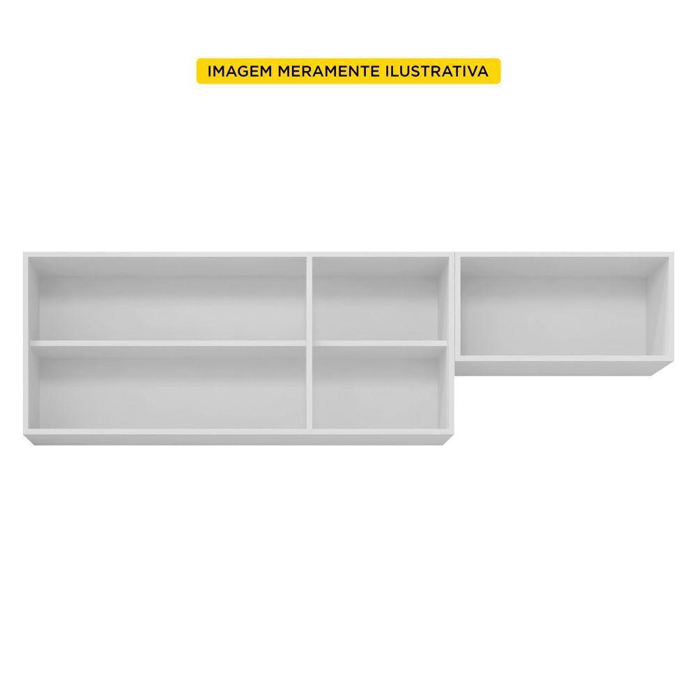 Conjunto De Armários Aéreo 120cm 100% Mdf Branco Tx Fosco - 3