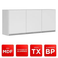 Conjunto De Armários Aéreo 120cm 100% Mdf Branco Tx Fosco - 5