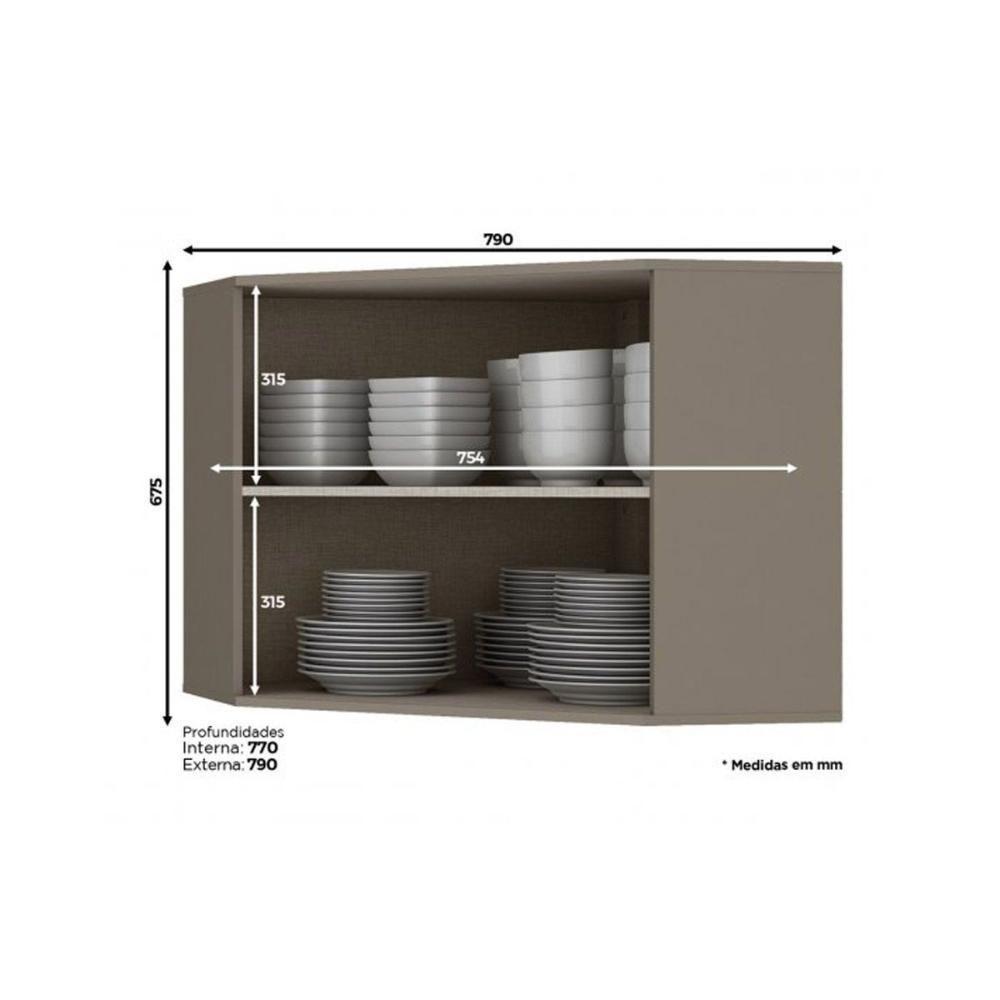 Armário de Cozinha Modulado  Canto Oblíquo Connect c/ 2 Portas Duna/Cristal - Henn - 4
