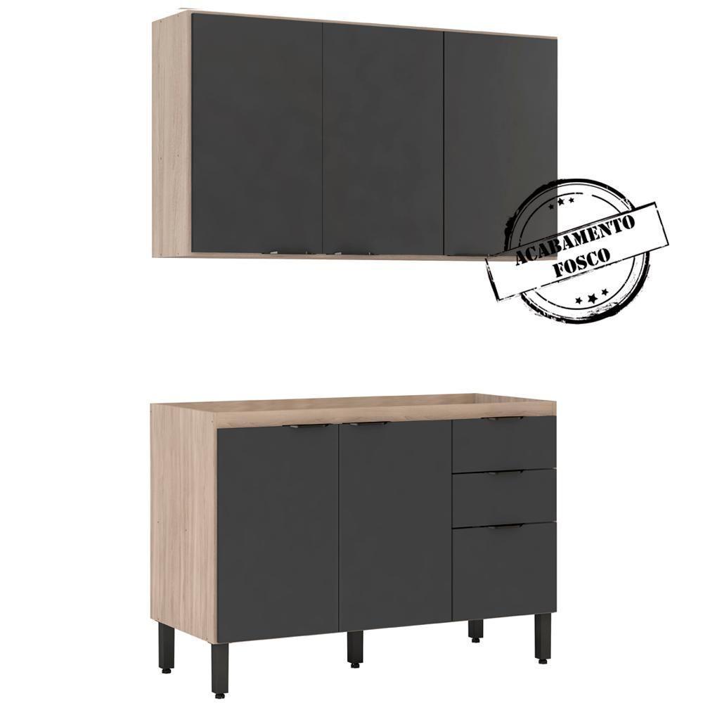 Armario Aereo E Balcao Para Pia 120Cm Avena Grafito - 4