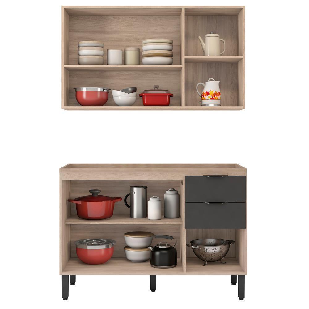 Armario Aereo E Balcao Para Pia 120Cm Avena Grafito - 5