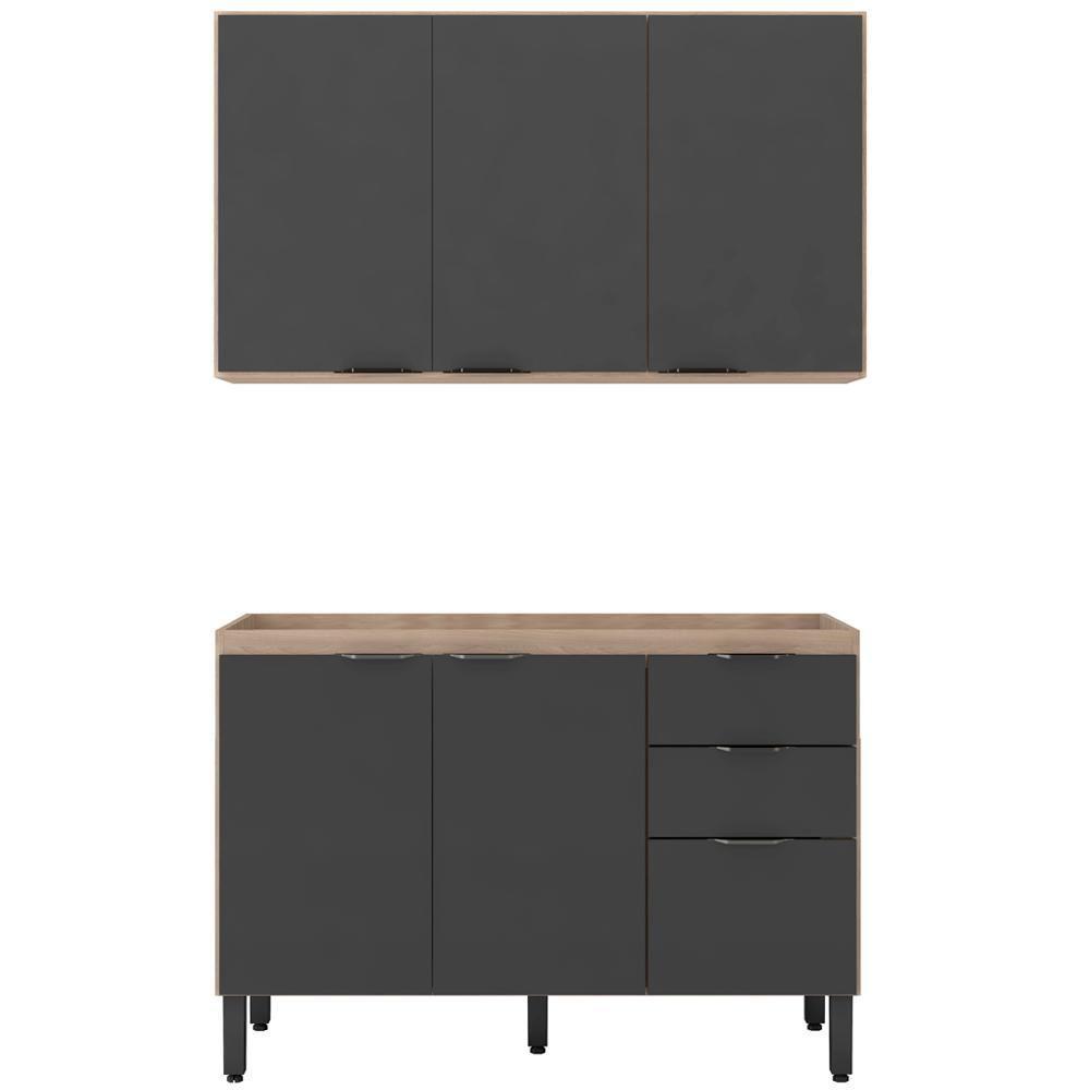 Armario Aereo E Balcao Para Pia 120Cm Avena Grafito - 6