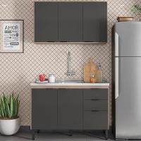 Armario Aereo E Balcao Para Pia 120Cm Avena Grafito - 1