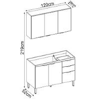 Armario Aereo E Balcao Para Pia 120Cm Avena Grafito - 2
