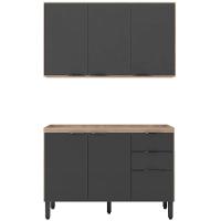 Armario Aereo E Balcao Para Pia 120Cm Avena Grafito - 6