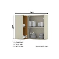 Armário de Cozinha Modulado  Canto Reto Essência c/ 1 Porta Areia/Nature - Henn - 2