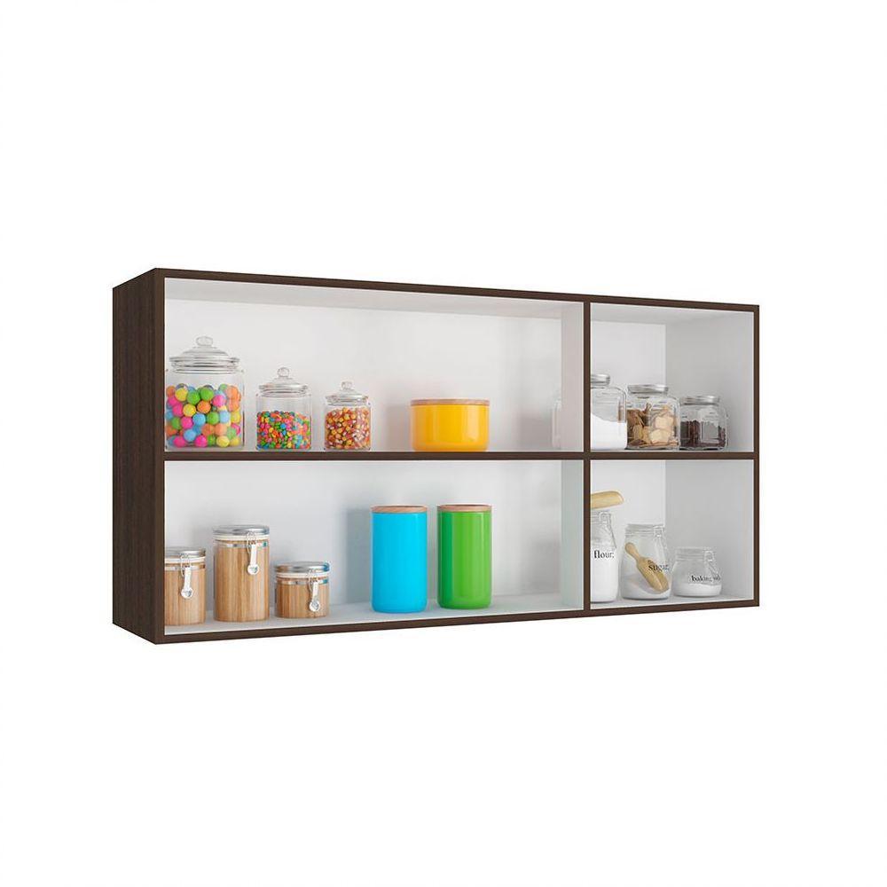 Armário Aéreo Evidence 3 Portas 120cm Com Prateleira Poliman Móveis Amêndoa - 3