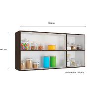 Armário Aéreo Evidence 3 Portas 120cm Com Prateleira Poliman Móveis Amêndoa - 2