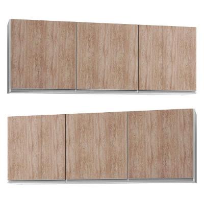 Kit 2 Armários Aéreos 150cm 3 Portas Argélia Branco