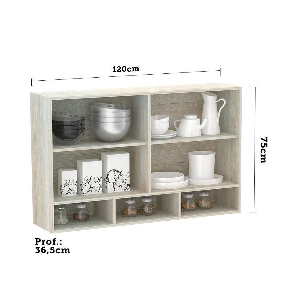 Armário 120cm 2 Portas C/Nicho Luci Legno Crema C/Verde - 2