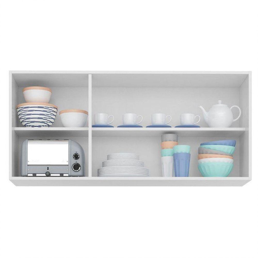 Kit 2 Armários Aéreos Honduras 120Cm 3 Portas - Lumil Móveis Branco/Castanho - 4