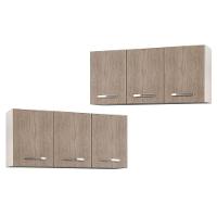 Kit 2 Armários Aéreos Honduras 120Cm 3 Portas - Lumil Móveis Branco/Castanho - 1