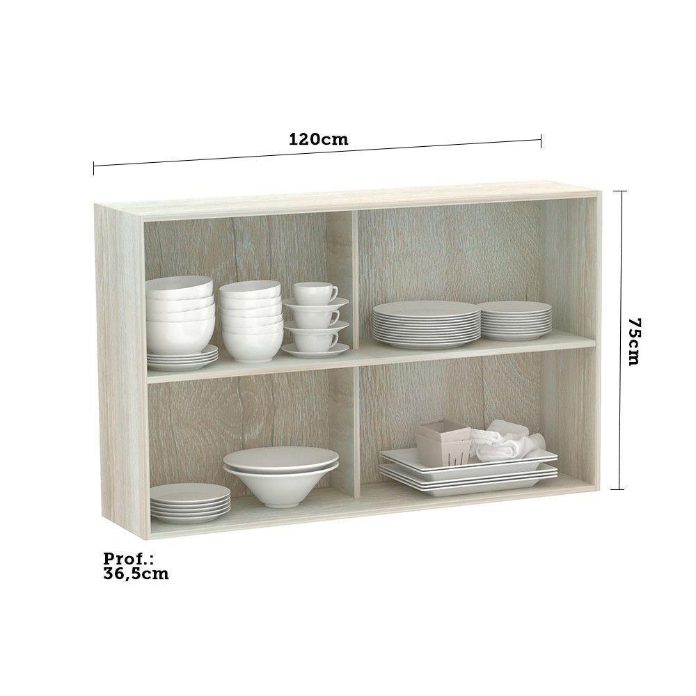 Armário Aéreo Duplo 120 Cm 2 Portas Crema Com Branco Pet - 3