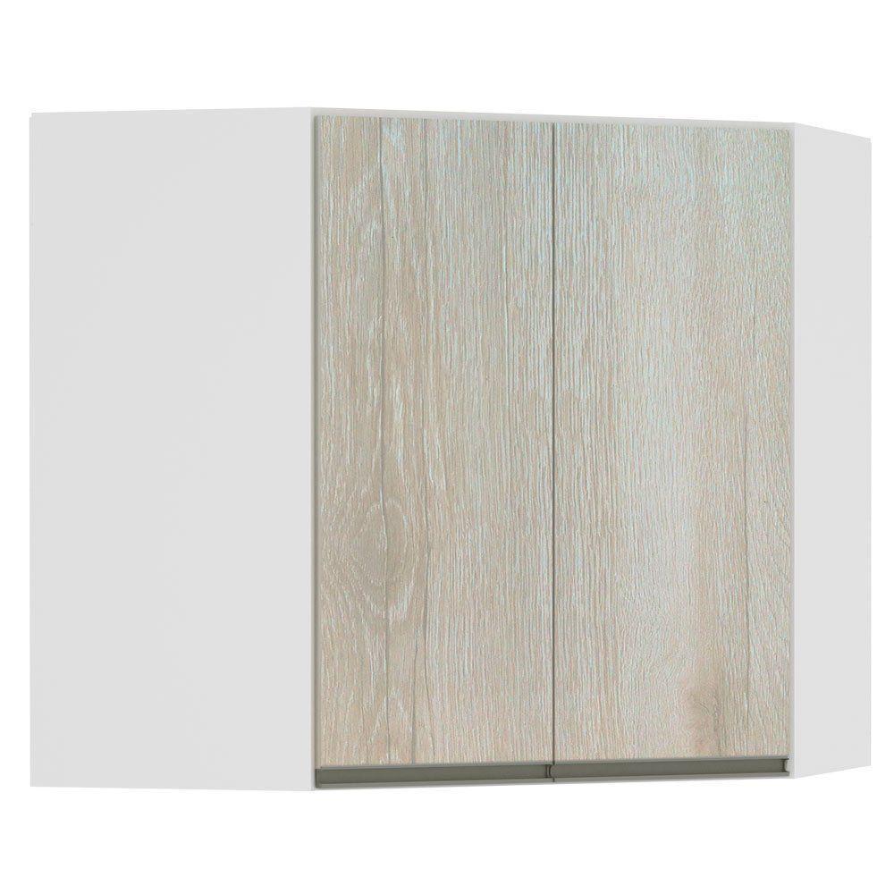 Armário Canto Diagonal 2 Portas Branco Polar C/Legno Crema - 1