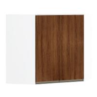 Armário Canto Diagonal 2 Portas Branco Polar C/Nogueira - 1