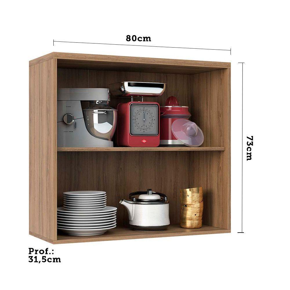 Armário Aéreo 80 Cm 2 Portas De Abrir 1 Prateleira Isa Luciane Móveis Vanilla Com Cinza Puro - 6