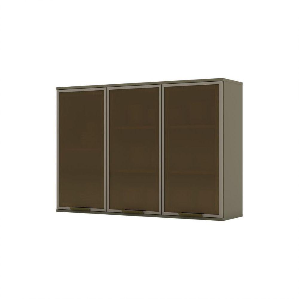 Armário Aéreo 03 Portas Com Vidro 120 Cm Connect Henn Duna - 1