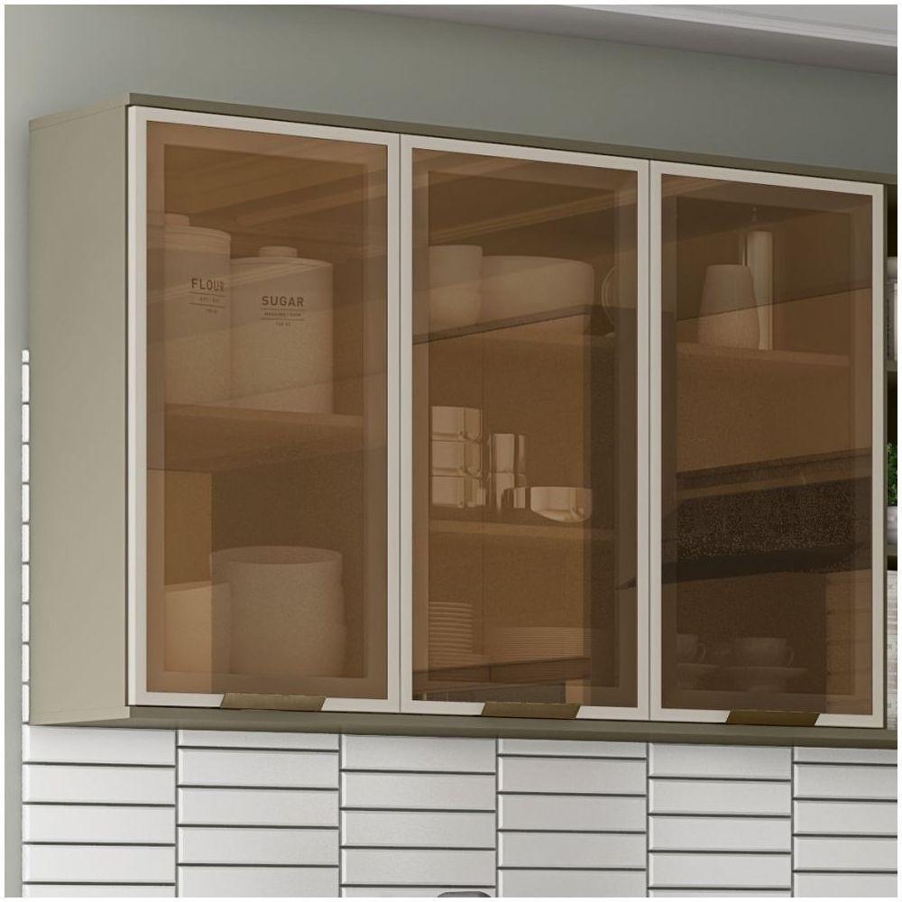 Armário Aéreo 03 Portas Com Vidro 120 Cm Connect Henn Duna - 2