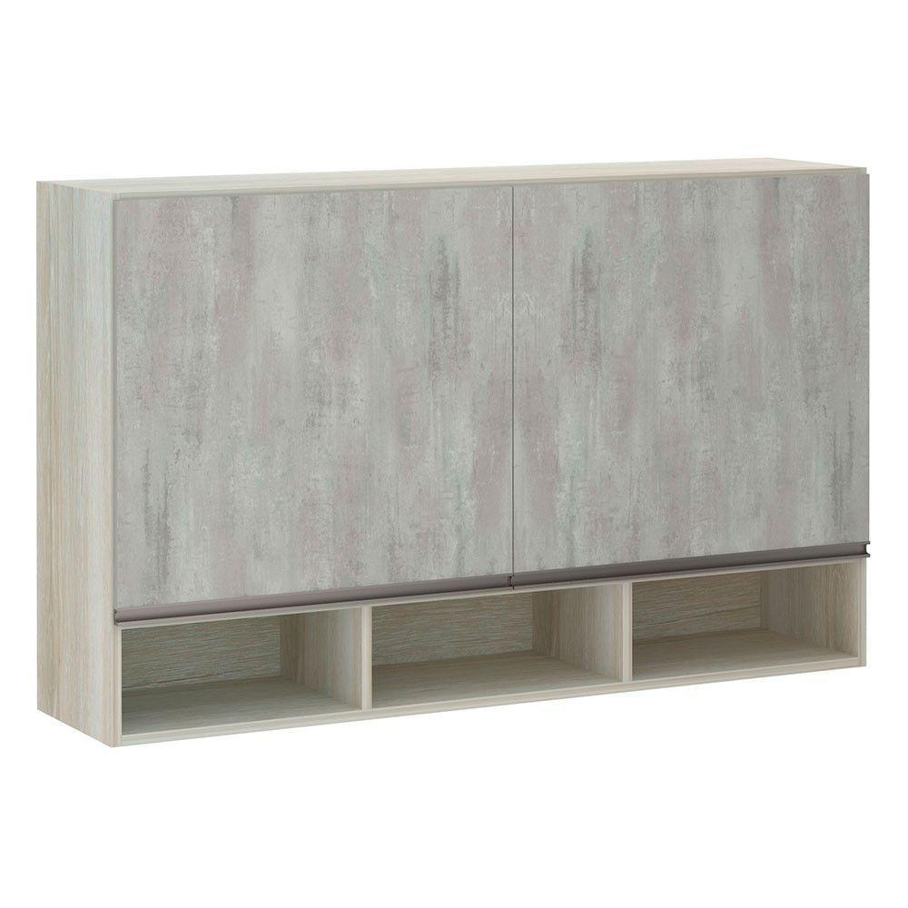 Armário 120cm 2 Portas C/Nicho Legno Crema C/Concreto - 1