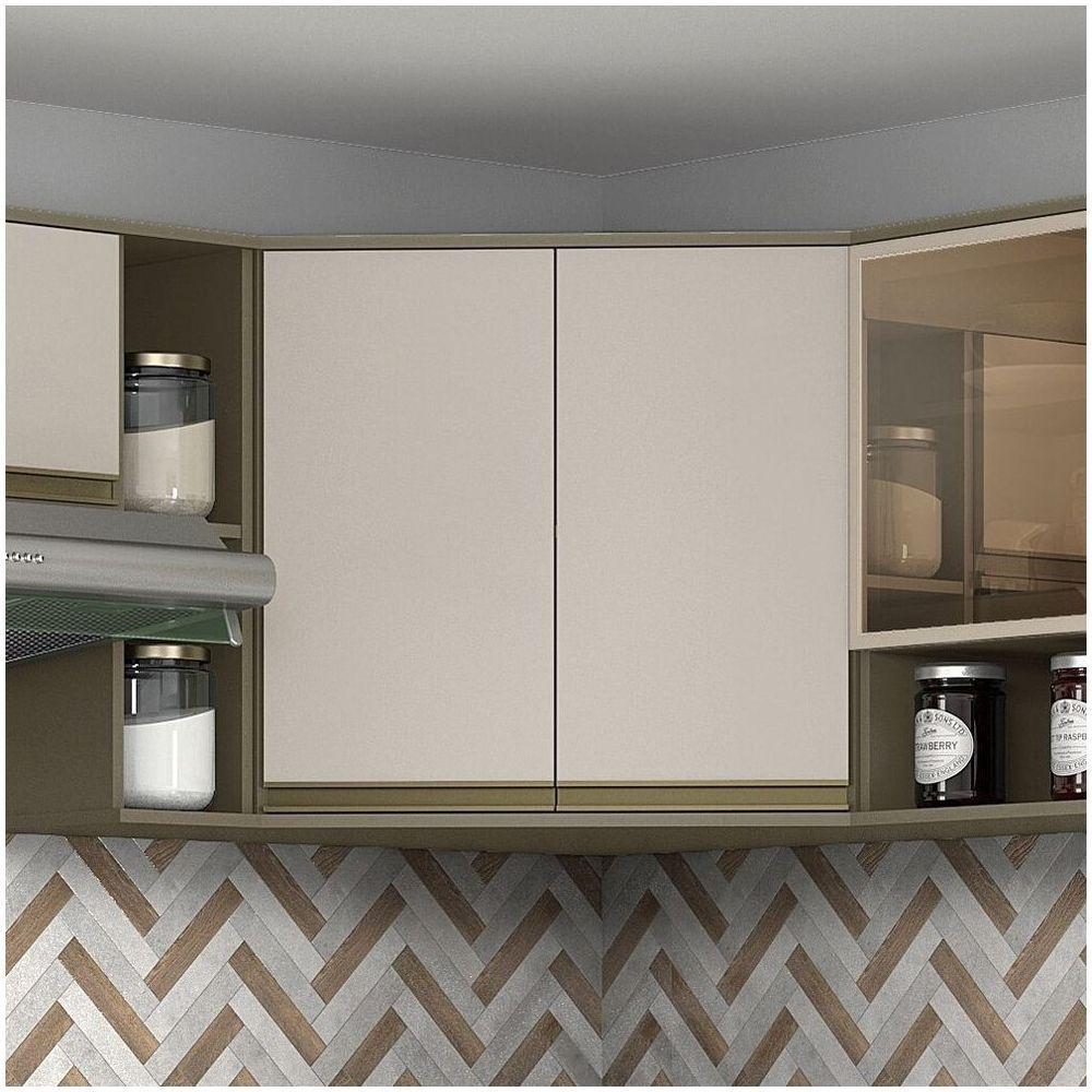 Armário Aéreo Canto Oblíquo 02 Portas Connect Henn Duna Com Cristal - 2