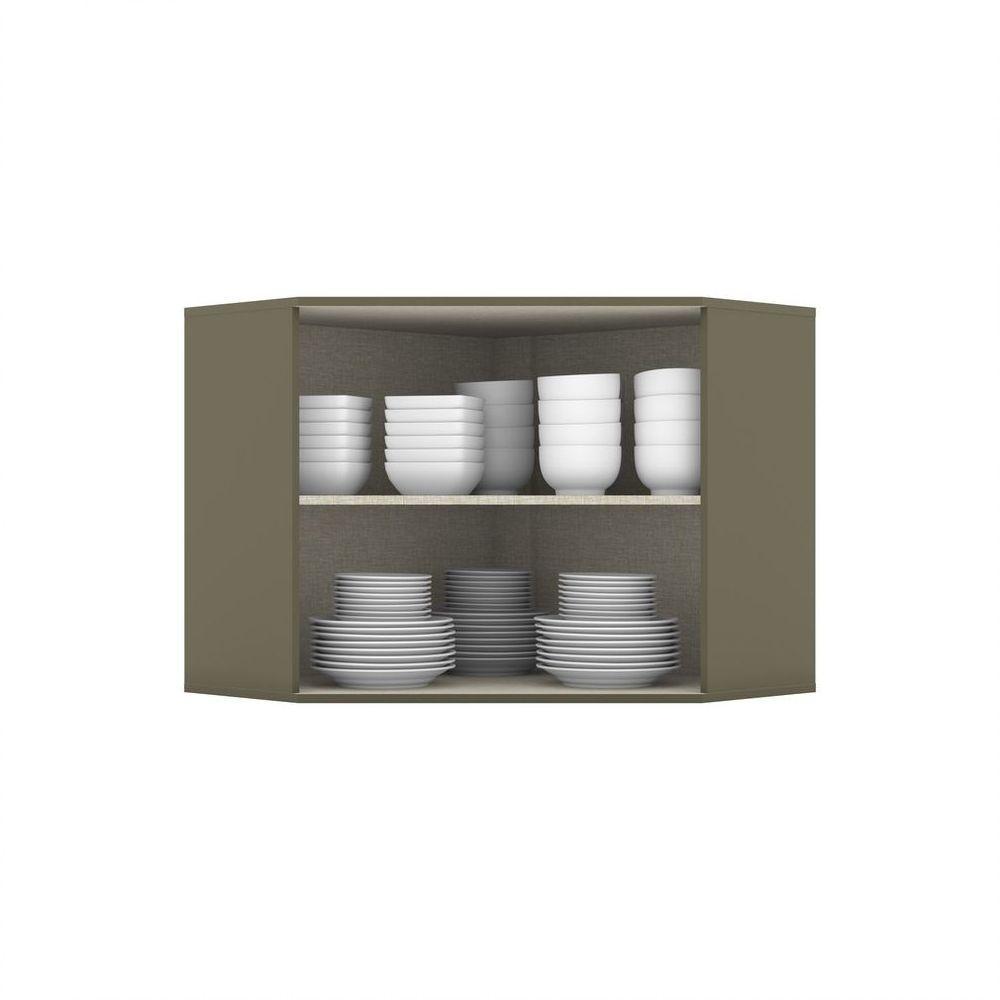 Armário Aéreo Canto Oblíquo 02 Portas Connect Henn Duna Com Cristal - 3