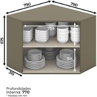 Armário Aéreo Canto Oblíquo 02 Portas Connect Henn Duna Com Cristal - 4