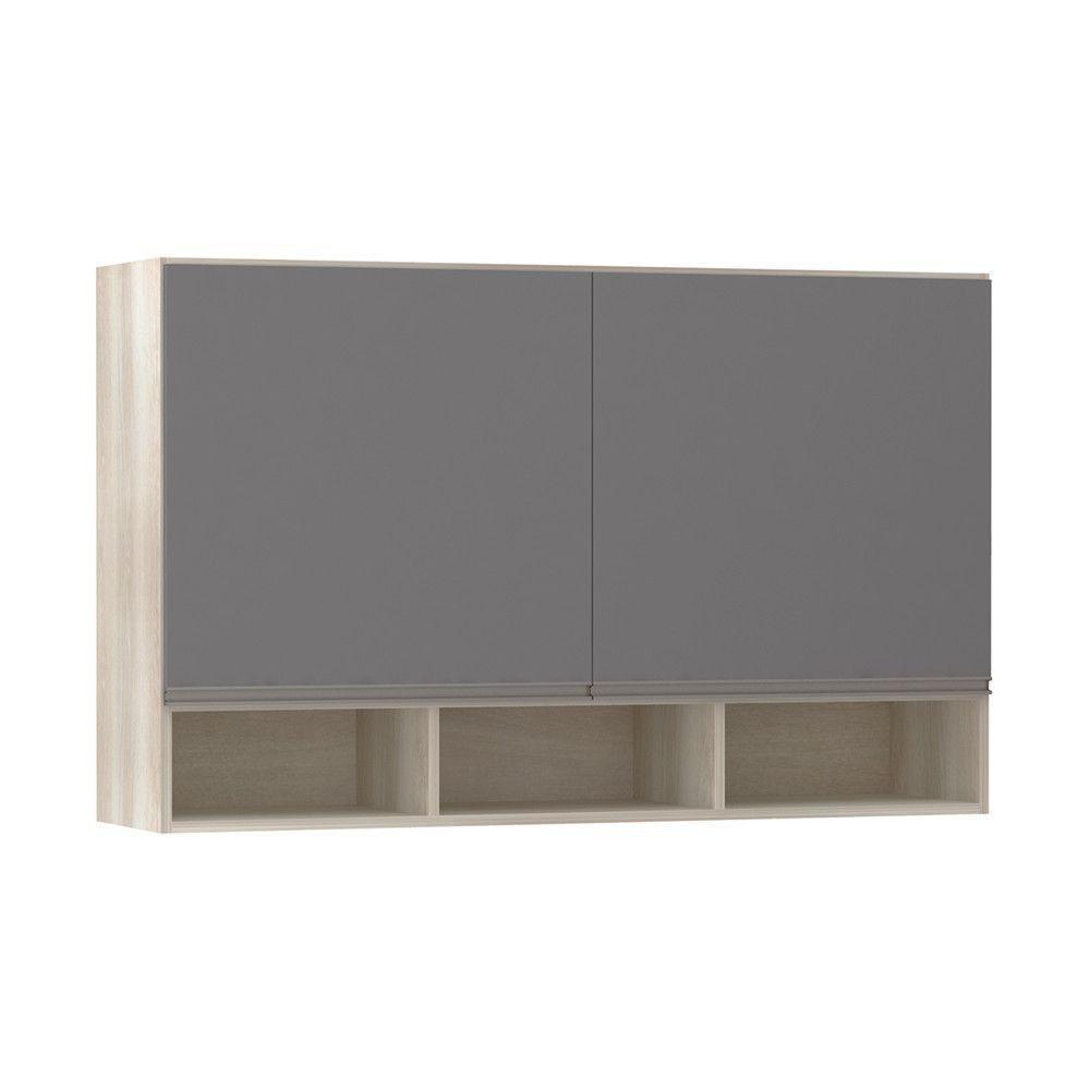 Armário 120cm 2 Portas C/Nicho Legno Crema C/Cinza Puro - 1