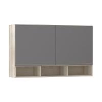 Armário 120cm 2 Portas C/Nicho Legno Crema C/Cinza Puro - 1